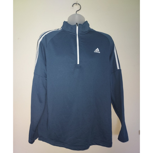 Adidas Golf Men's Pullover  Large 1/4 Zip  Long Sleeve French Terry Navy White - Picture 1 of 8